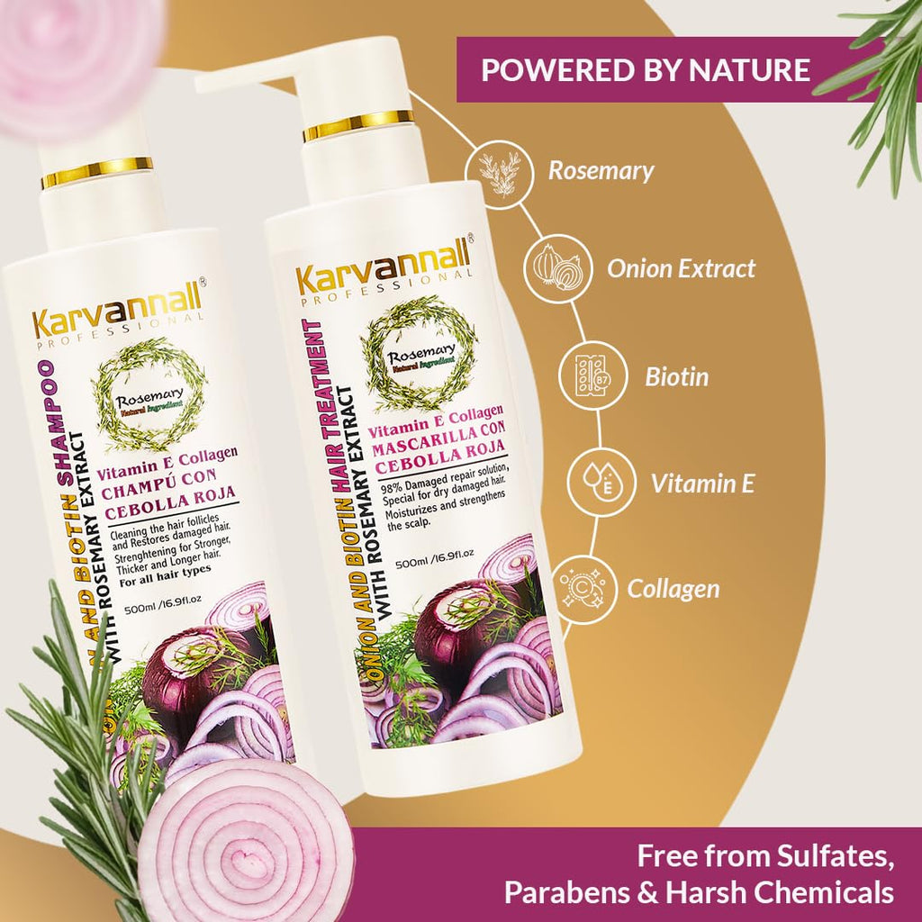 Rosemary Biotin Shampoo &amp; Hair Mask Set | Extracto de cebolla,...
