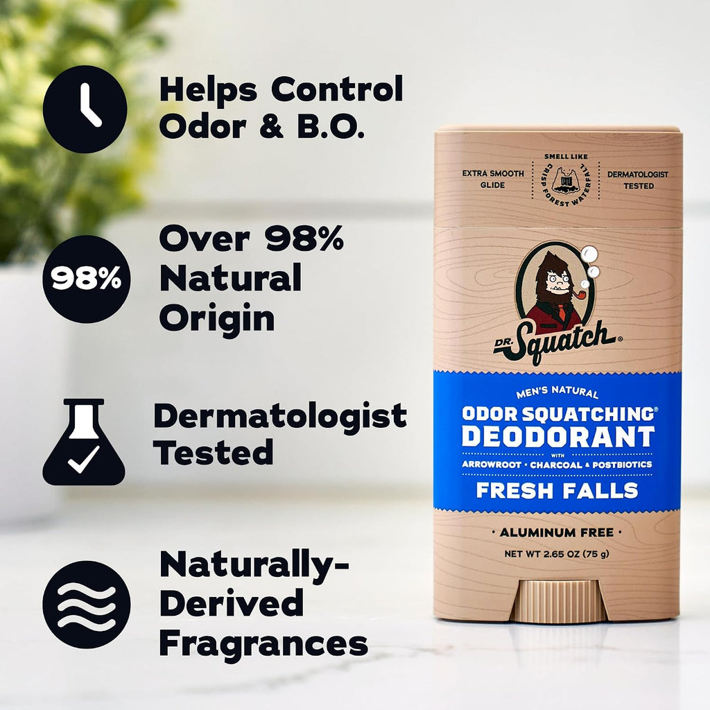 Dr. Squatch Desodorante natural para hombres, sin olor, sin alumini...