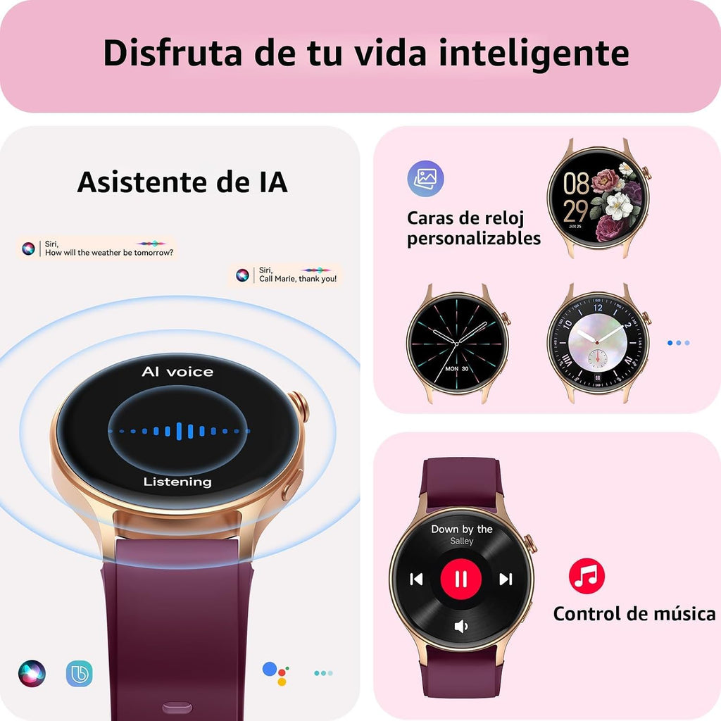 Reloj inteligente para mujeres, responder\/hacer llamadas, pantalla...