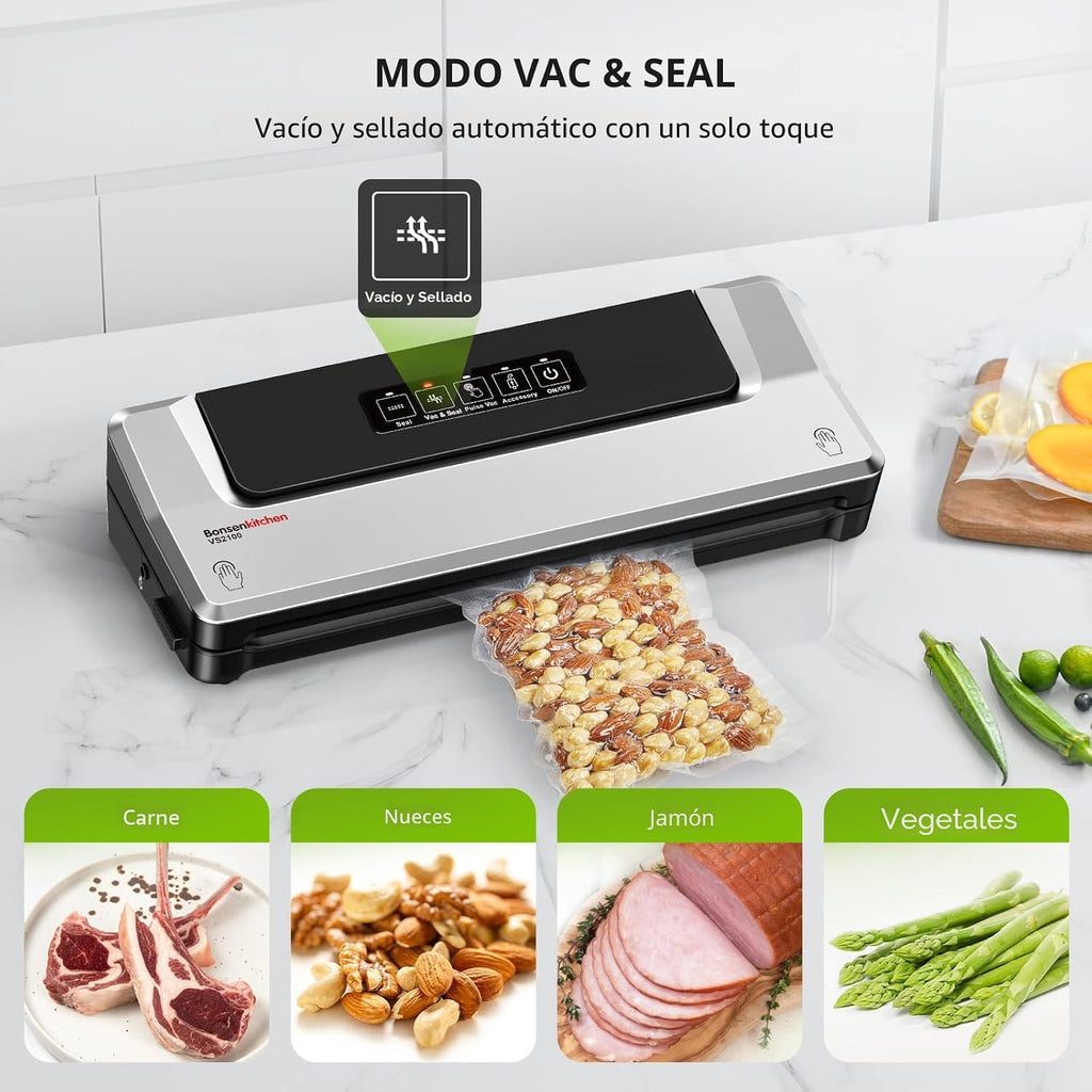 Bonsenkitchen - Máquina selladora al vacío, múltiples modos para la...