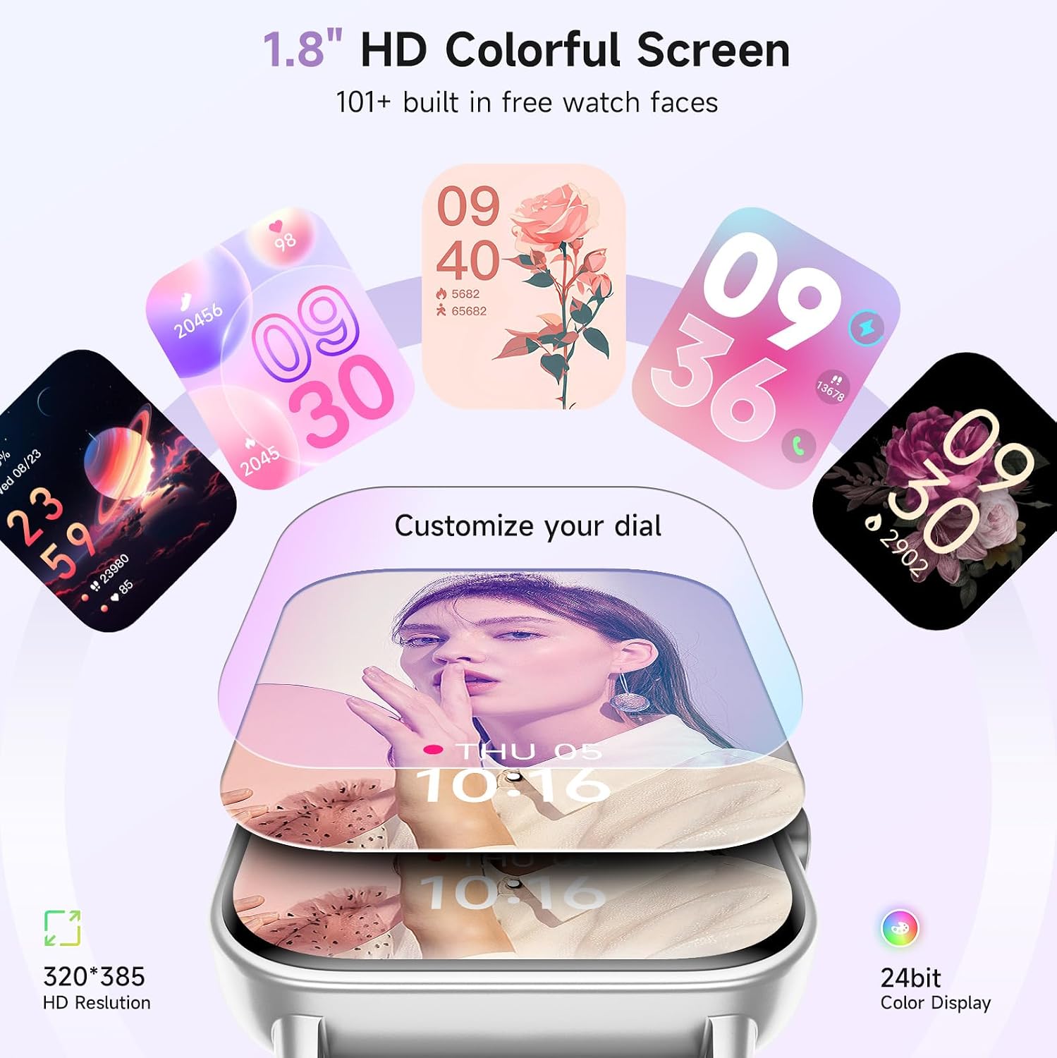 Gydom Relojes inteligentes para mujer para Android y iPhone, Alexa...