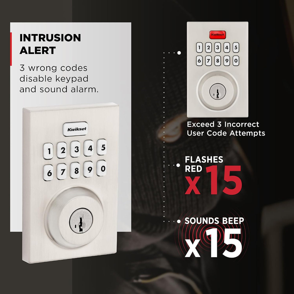 Kwikset Powerbolt 250 - Cerradura electrónica contemporánea de 10 b...