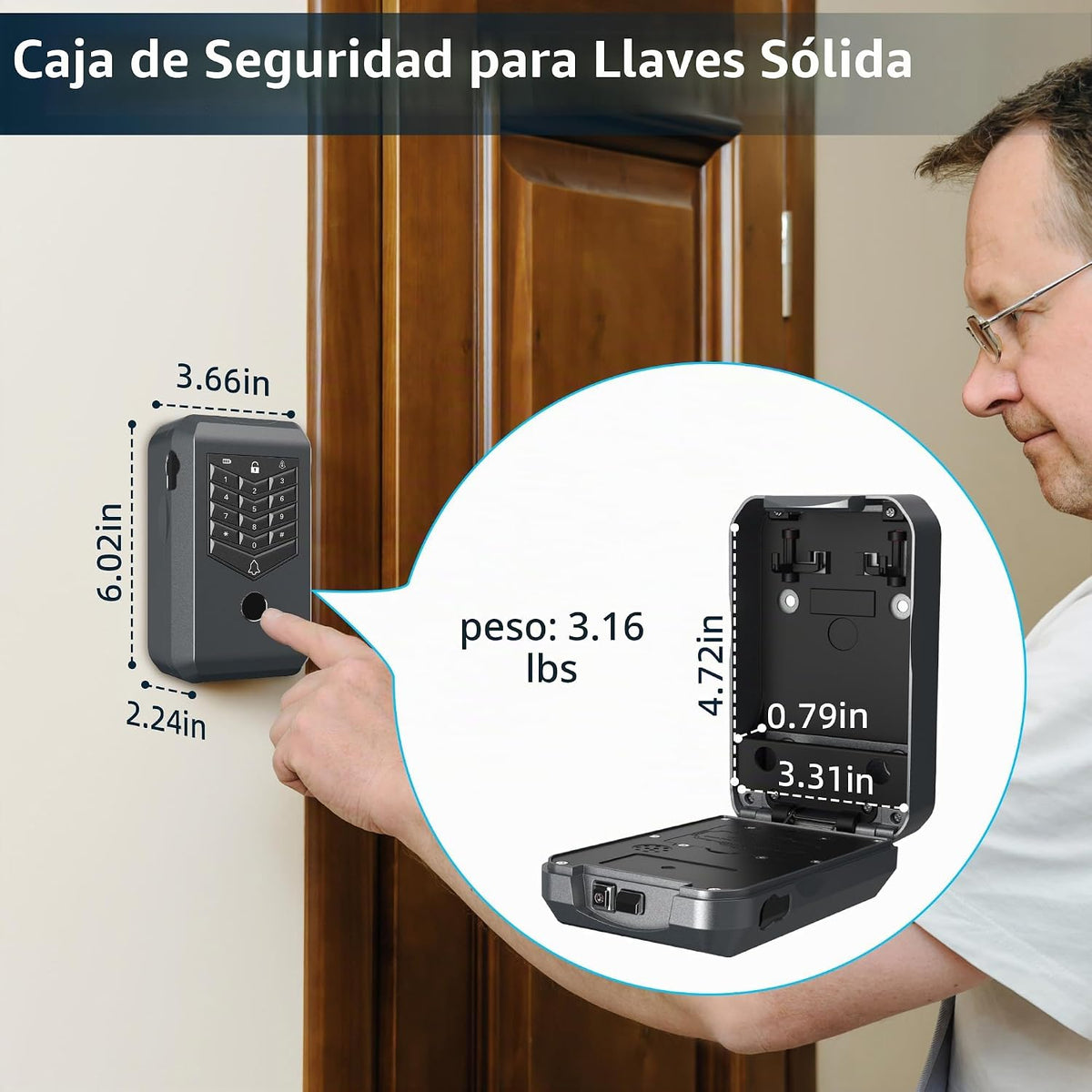 KENRONE Caja de bloqueo inteligente con llave, cajas de llaves de m...
