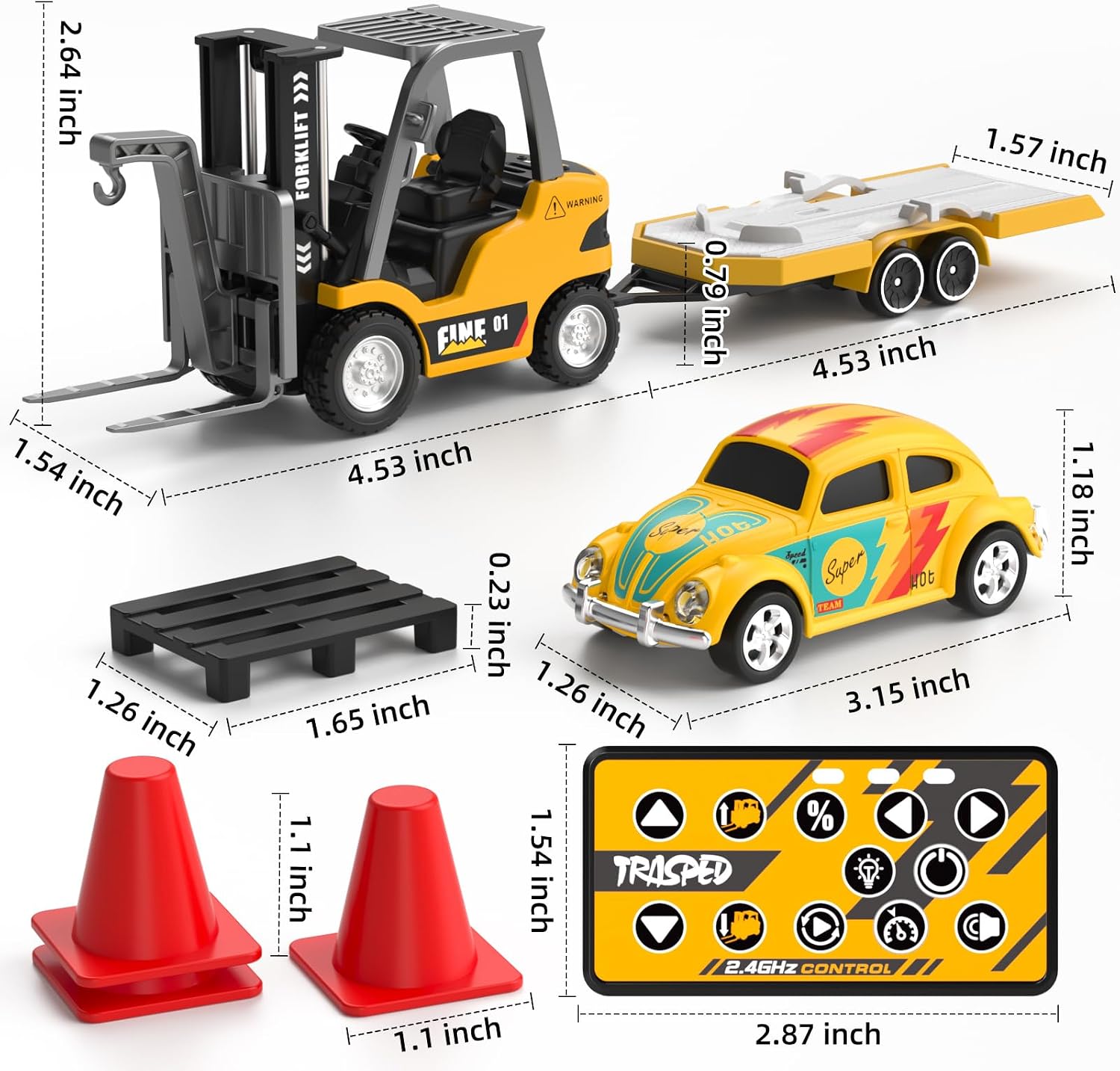 Mini camión RC, juguete de carretilla elevadora RC a escala 1:64, v...