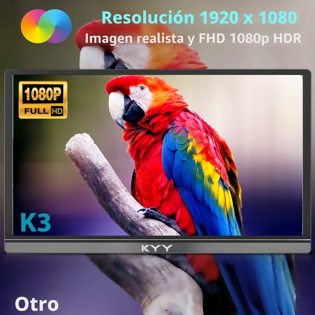 KYY Monitor portátil de 15.6 pulgadas 1080P FHD USB-C, pantalla de...