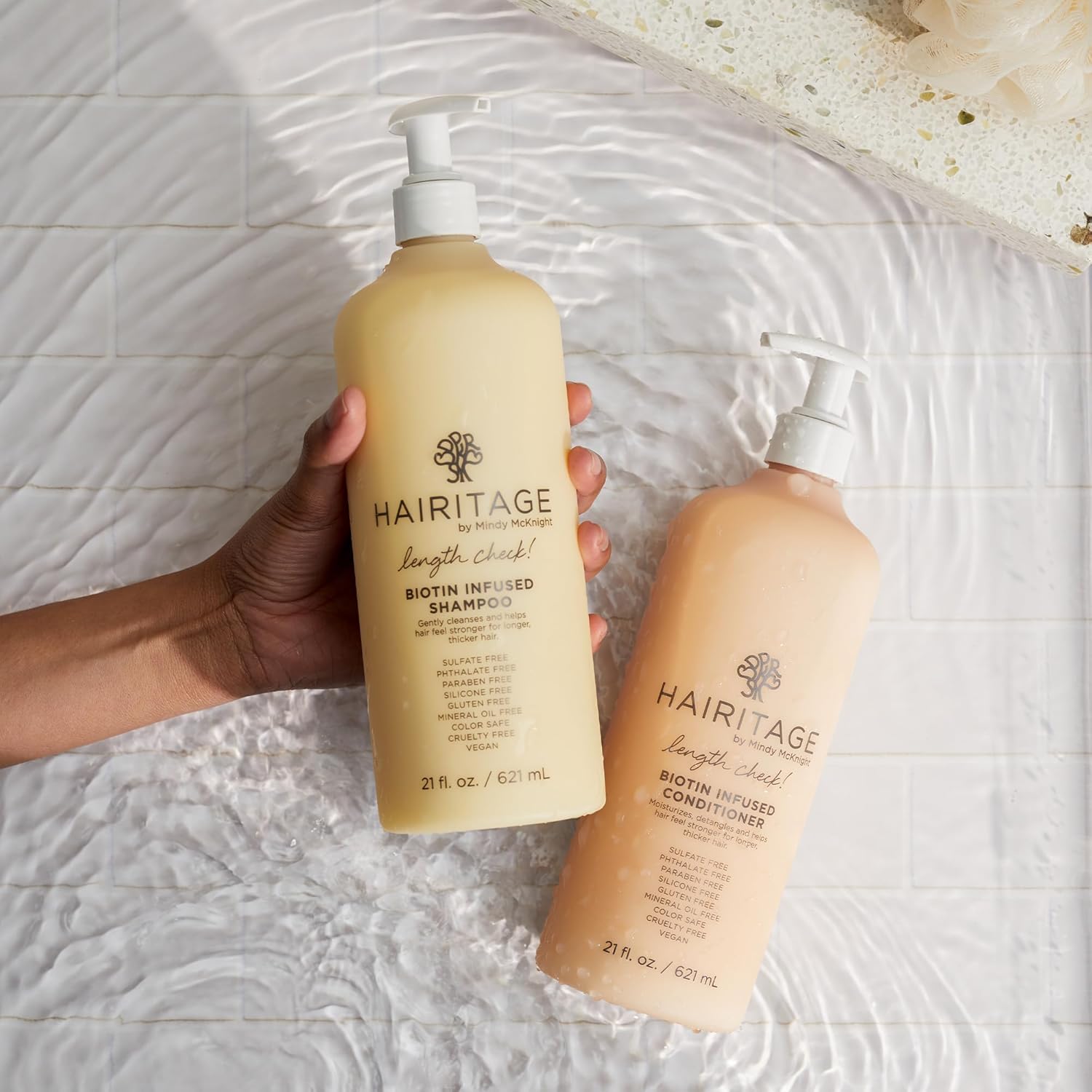 Juego de champú y acondicionador Hairitage Biotin + aceite de ricin...