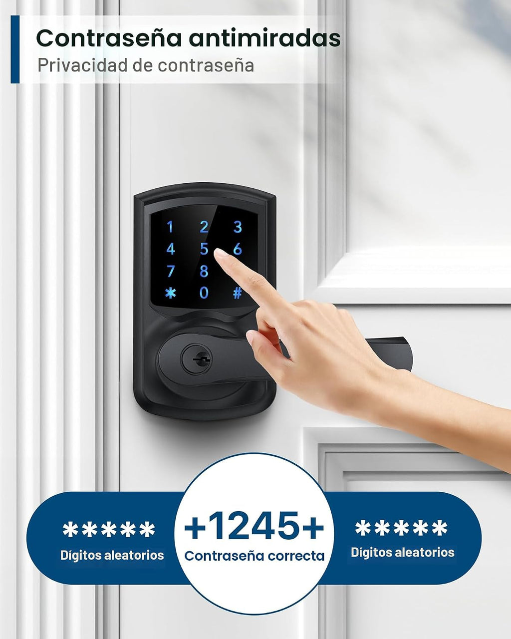 Cerradura de puerta de entrada sin llave con mango inteligente digi...