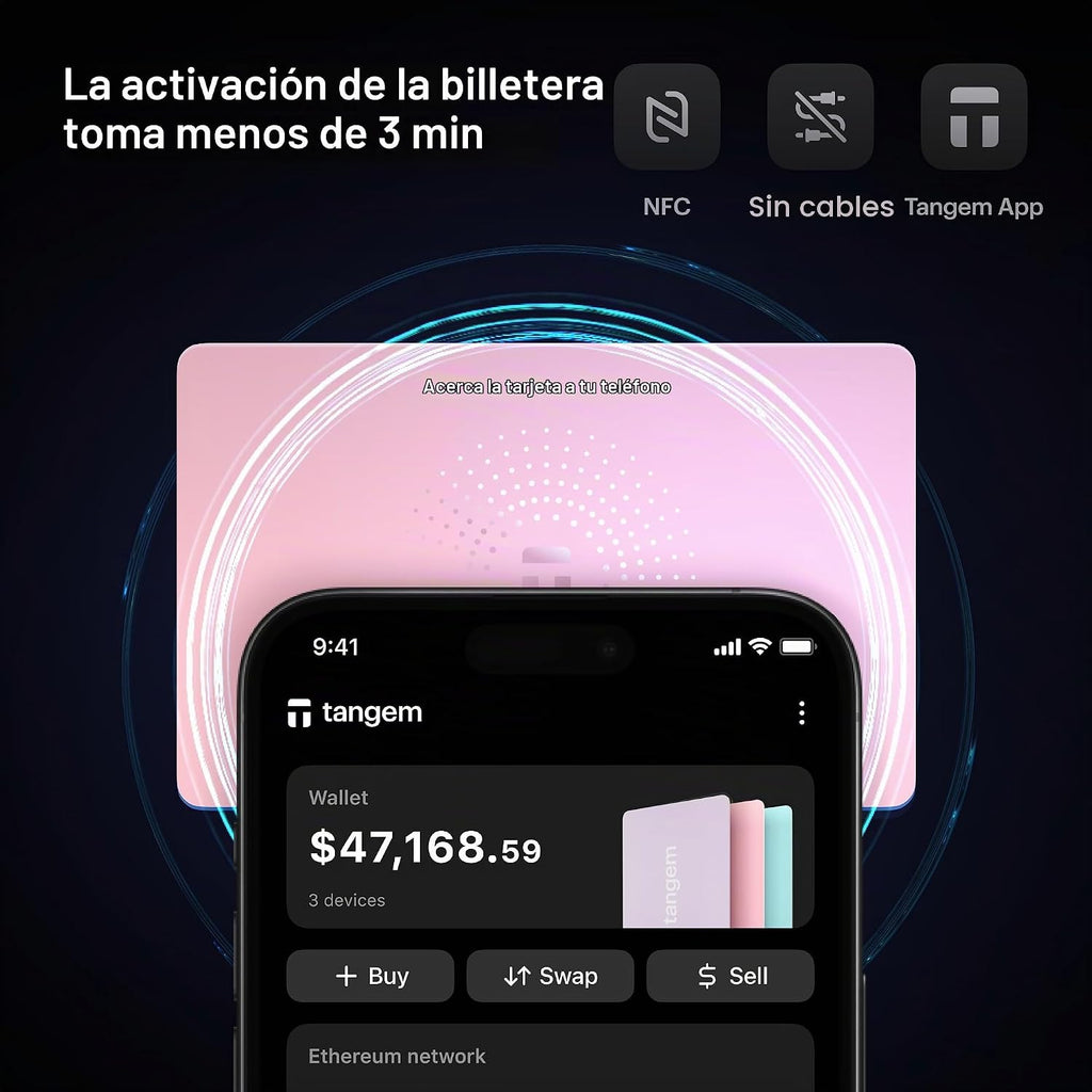 TANGEM Paquete de 3 carteras, billetera criptográfica segura, almac...