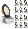 Amico Paquete de 12 luces LED empotrables ultrafinas 5CCT de 4 pulg...