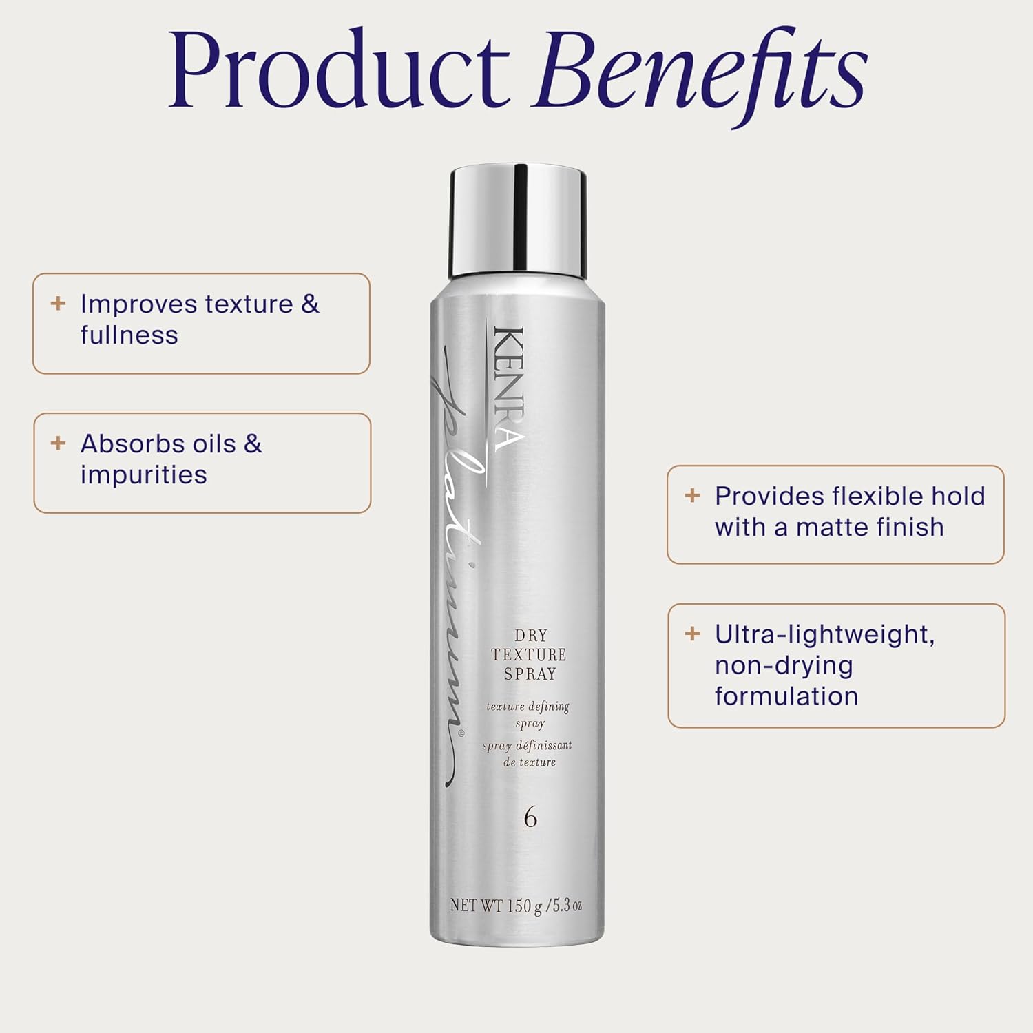 Kenra Platinum Spray Textura Seca 6 | Estilizador de definición de...