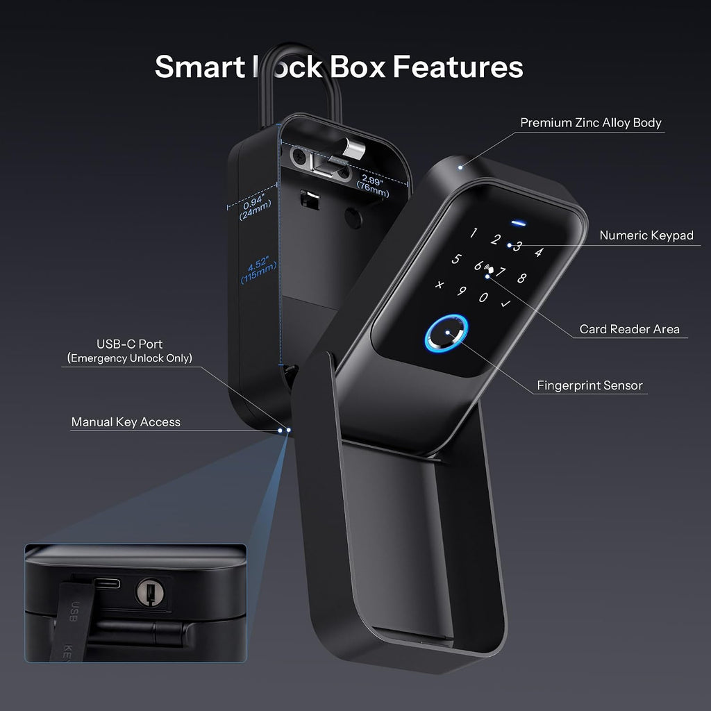 LOQRON Caja de bloqueo inteligente con llave, reconocimiento avanza...
