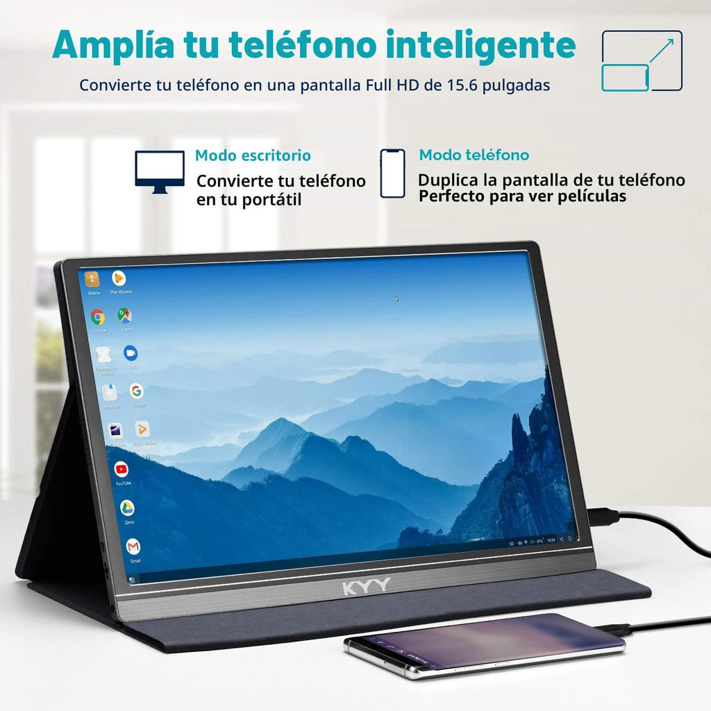 KYY Monitor portátil de 15.6 pulgadas 1080P FHD USB-C, pantalla de...