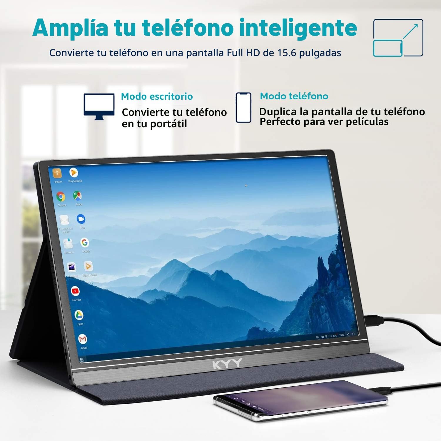 KYY Monitor portátil de 15.6 pulgadas 1080P FHD USB-C, pantalla de...