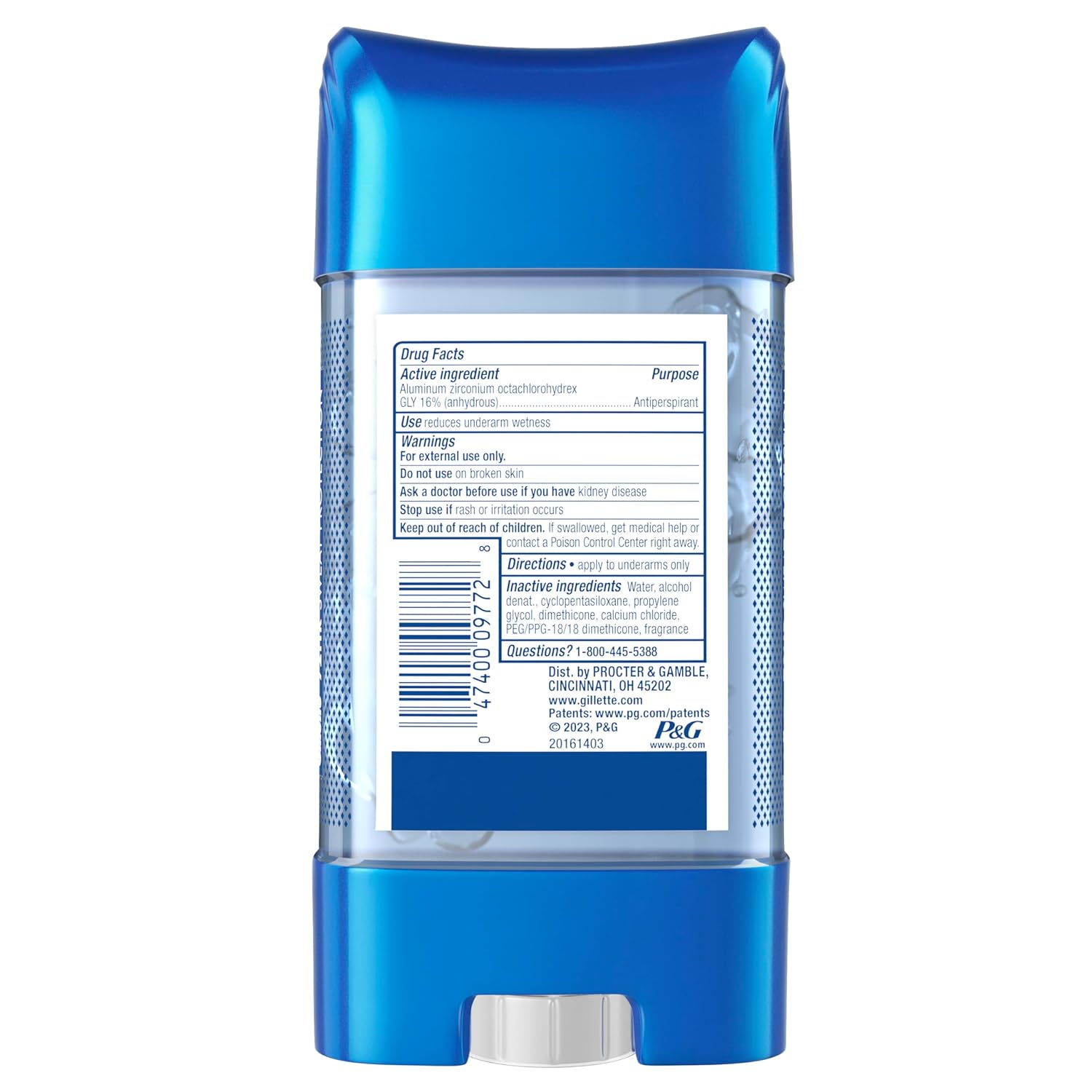 Gillette Gel transparente antitranspirante\/desodorante (paquete de 6)