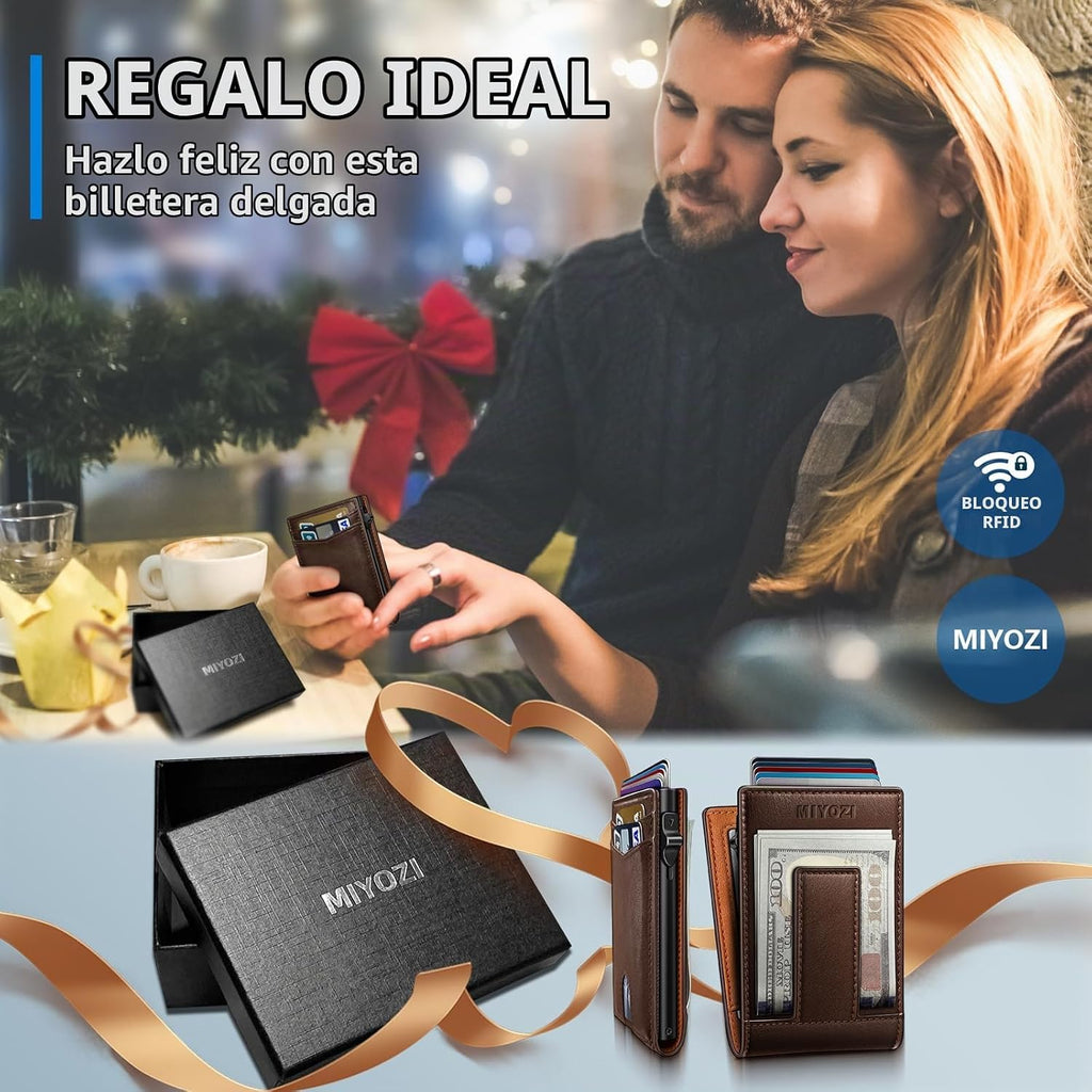 miyozi Cartera para hombre, tarjetero desplegable con bloqueo RFID,...