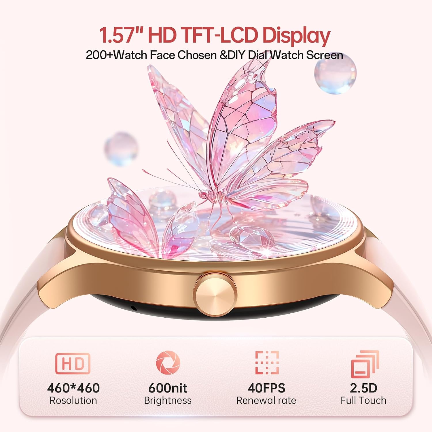 Woneligo Reloj inteligente, reloj AMOLED de fitness con pantalla tá...