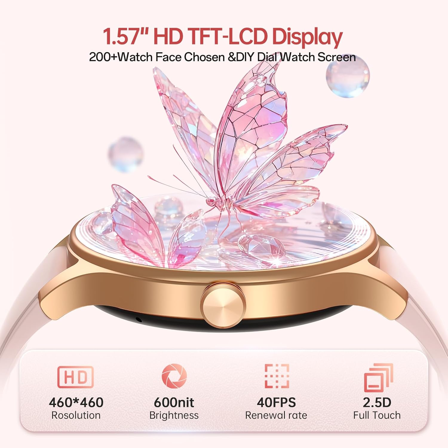 Woneligo Reloj inteligente, reloj AMOLED de fitness con pantalla tá...