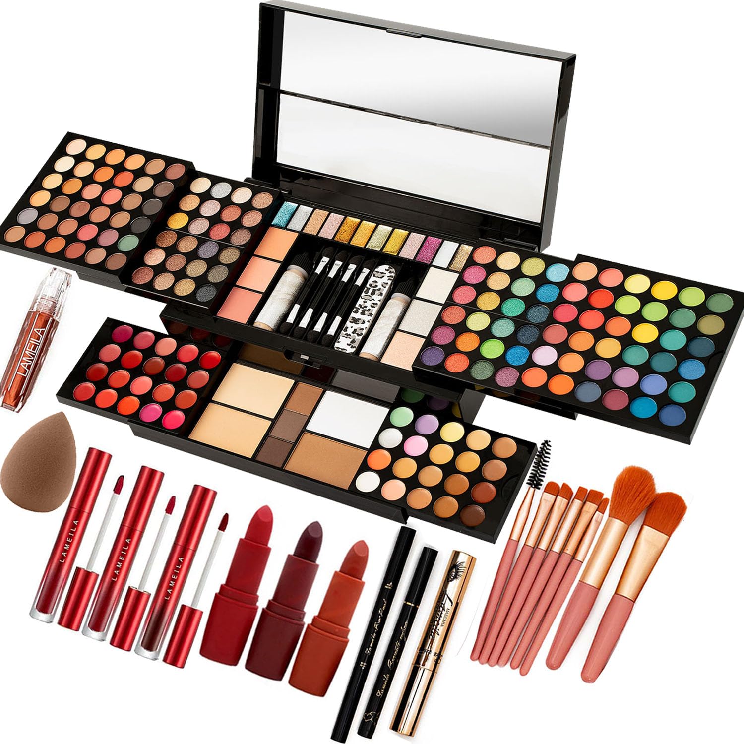 MISS ROSE M - Paleta de maquillaje profesional de 187 colores, kit...