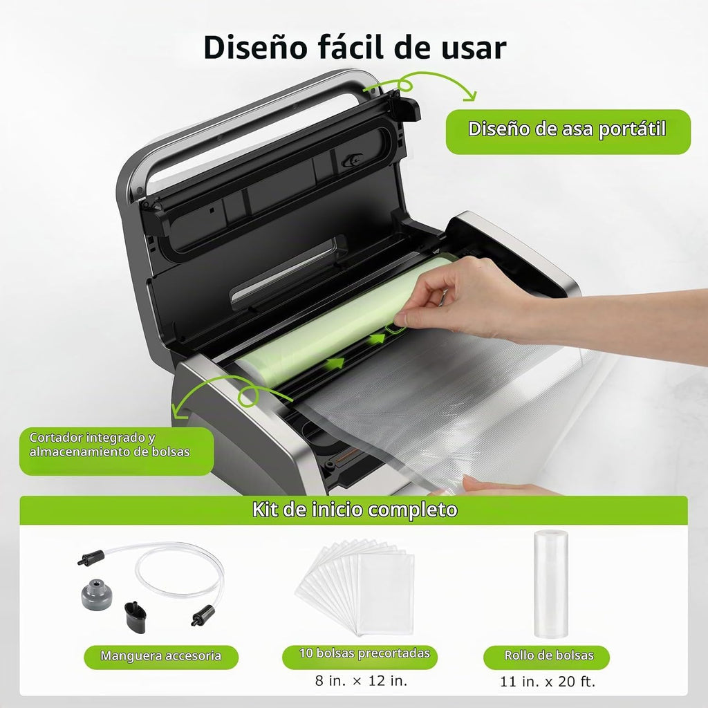 Bonsenkitchen Envasadora al vacío con diseño de fácil asa, 1 rollo...