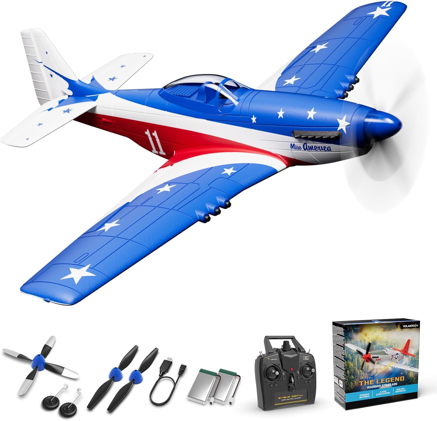 VOLANTEXRC Avión RC, avión de control remoto de 4 canales P51d Must...