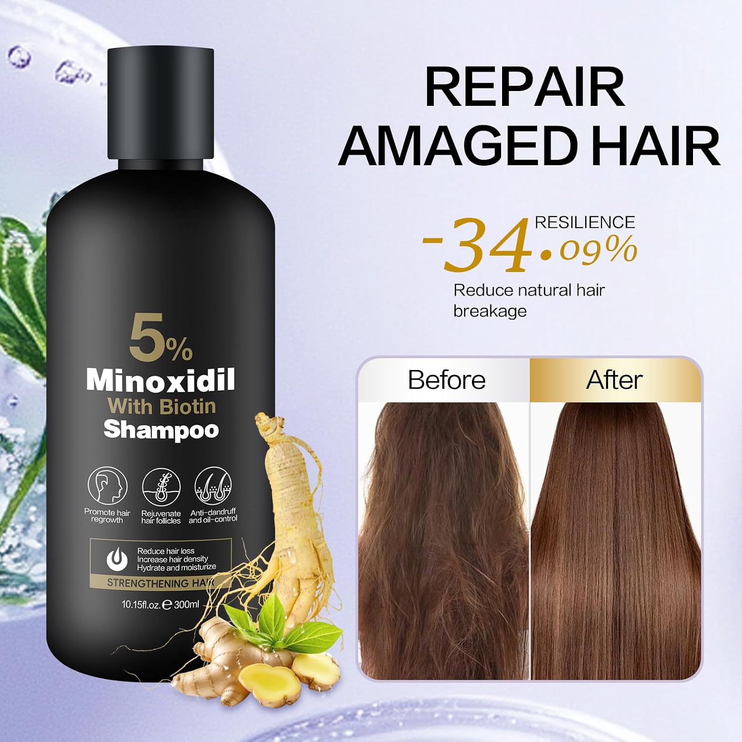 Set de Champú y Acondicionador de Minoxidil para el Crecimiento del...