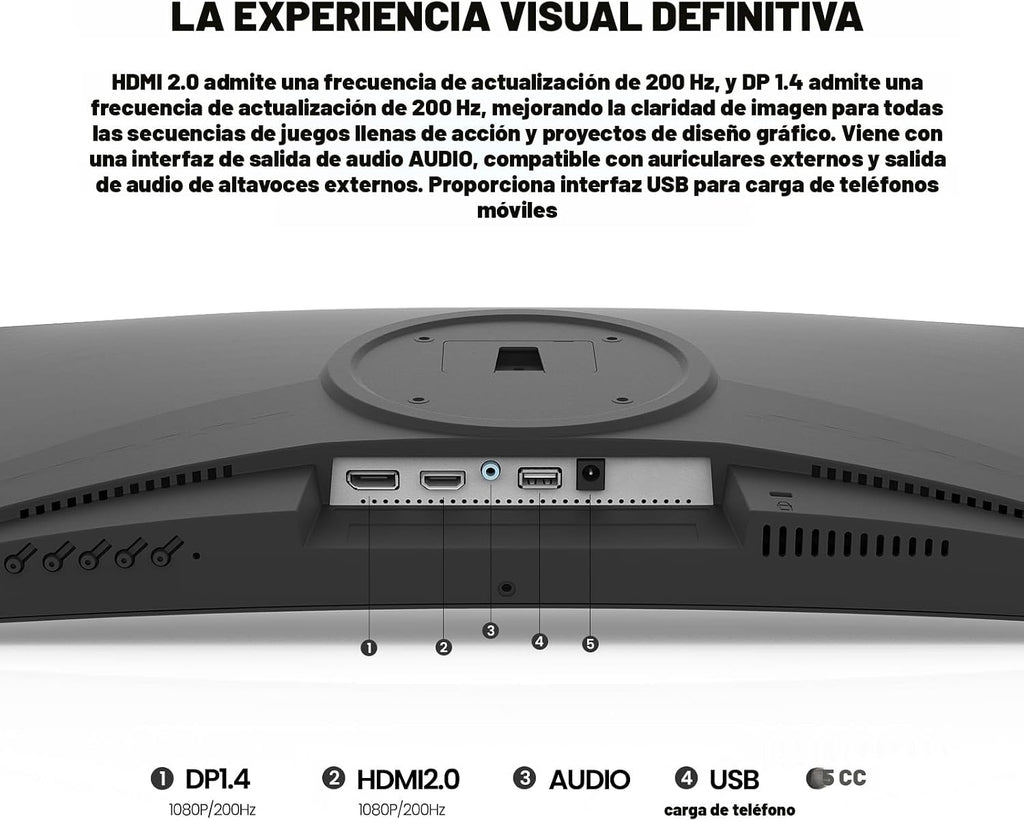 CRUA Monitor curvo para juegos de 24 pulgadas, 200 Hz \/ 180 Hz, mo...