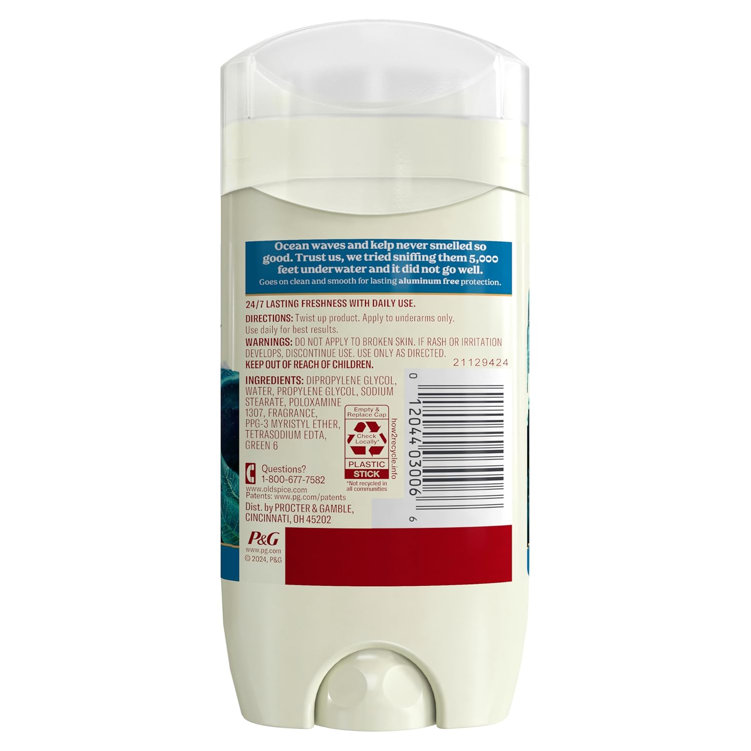 Old Spice Desodorante para hombres, sin aluminio, aroma de mar prof...