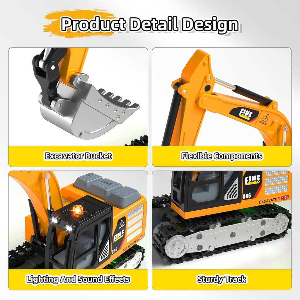 Excavadora de control remoto 1\/64, vehículos de construcción a con...