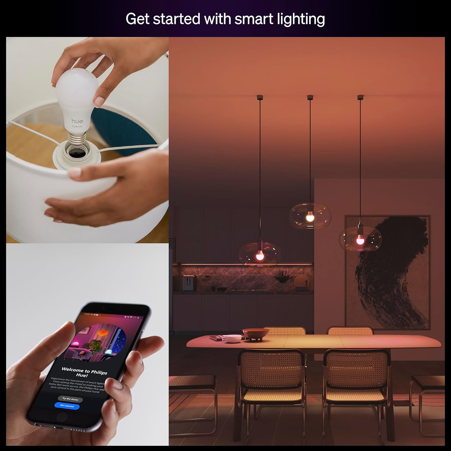 Philips Hue Essential - Bombilla LED inteligente A19, ambiente blan...
