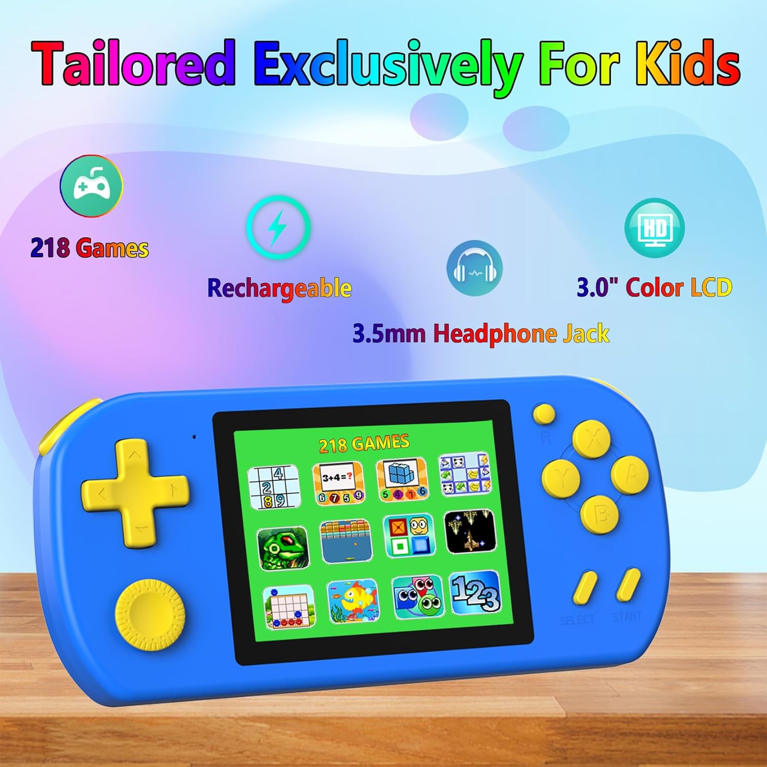 TEBIYOU Juegos de mano para niños con 218 juegos de video incorpora...