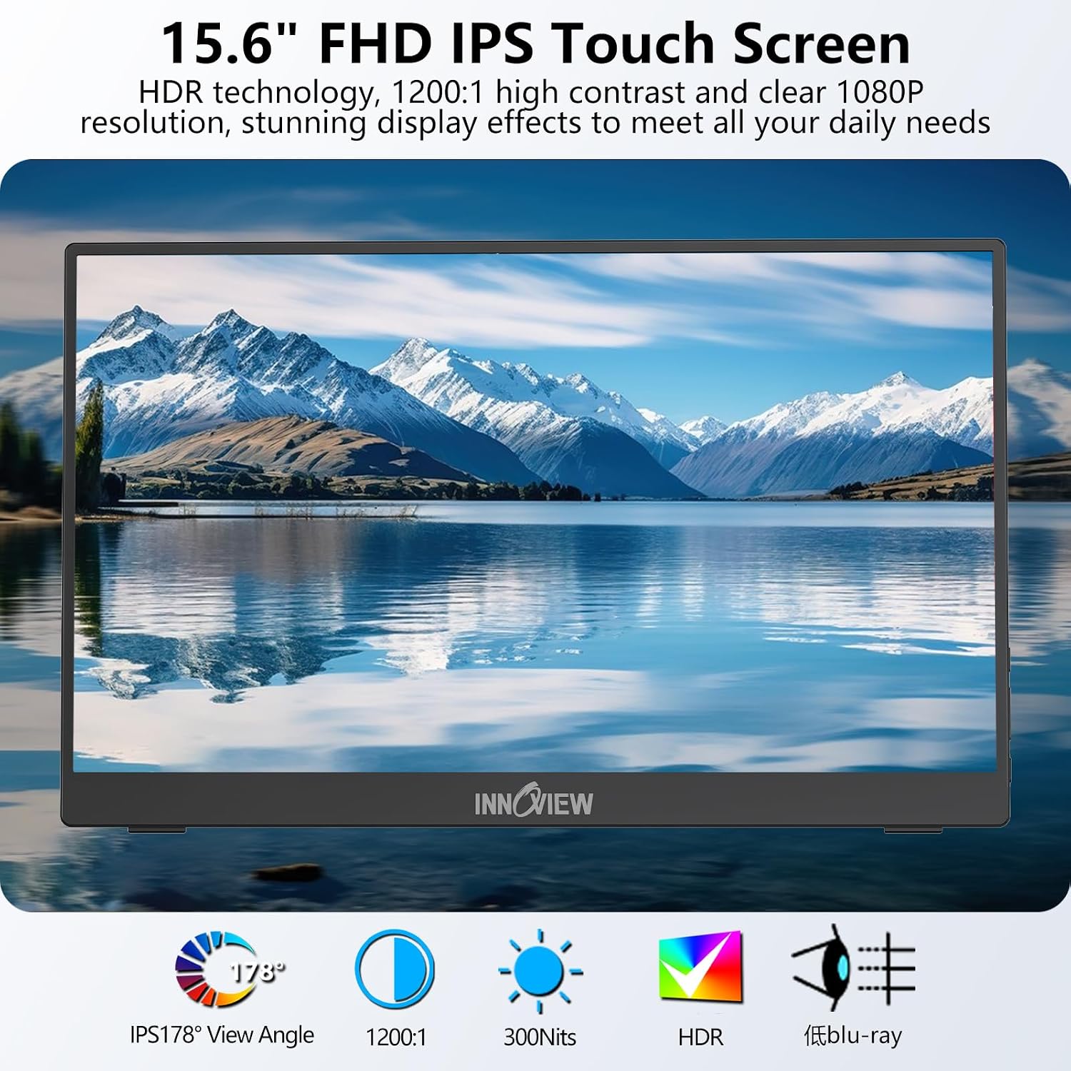 InnoView Monitor portátil con pantalla táctil de 15.6 pulgadas, 108...