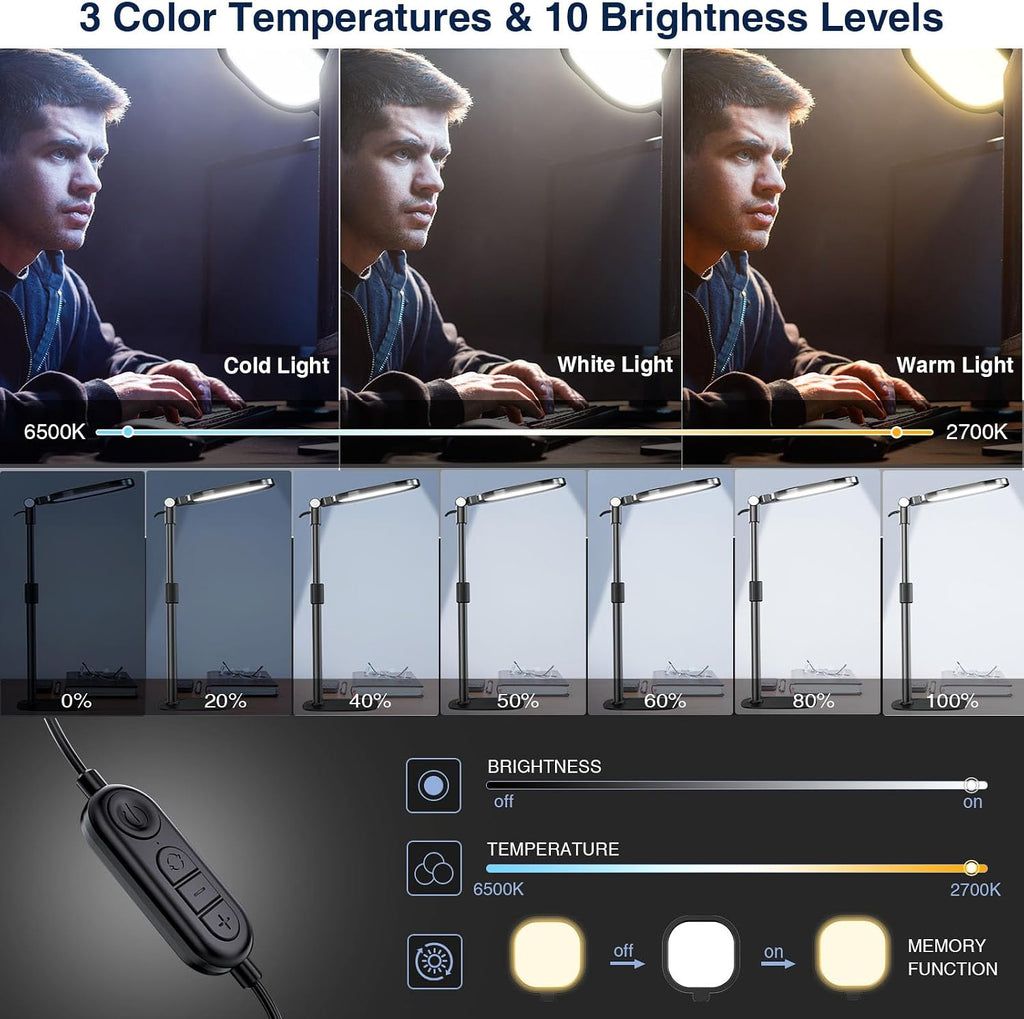Iluminación Zoom para computadora, iluminación de escritorio ajusta...