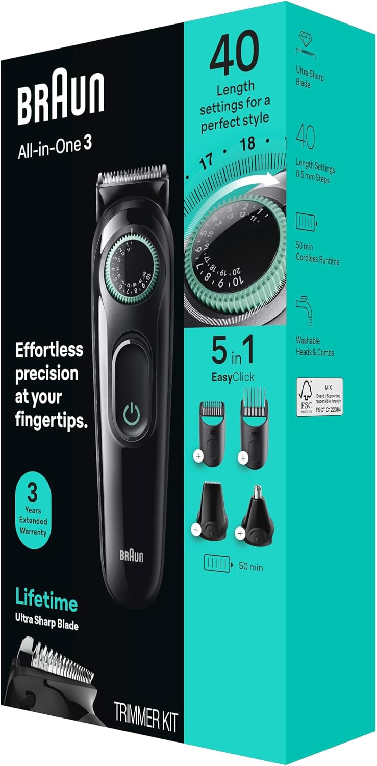 Braun Kit de estilo todo en uno Serie 3 3450, recortadora 5 en 1 pa...