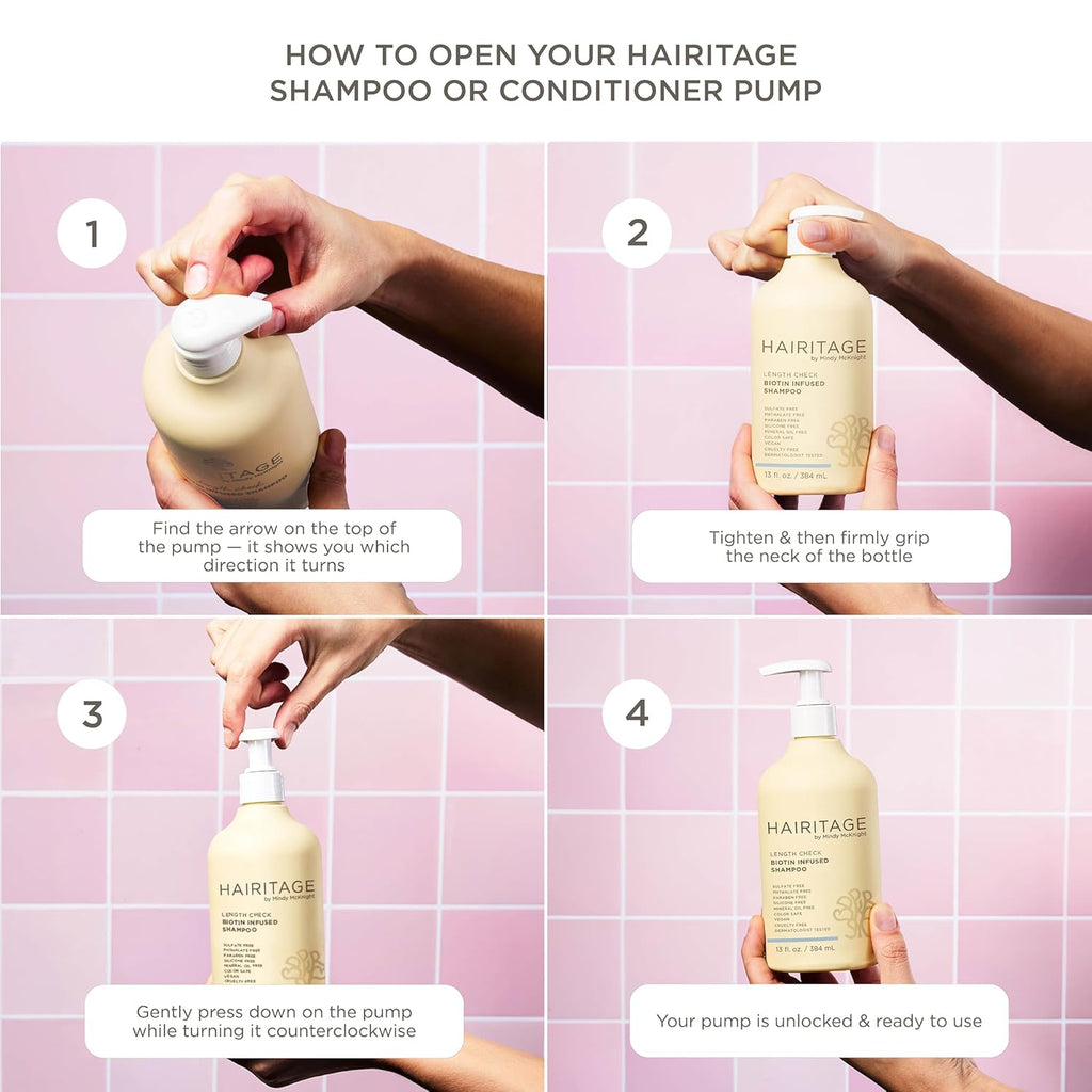 Juego de champú y acondicionador Hairitage Biotin + aceite de ricin...