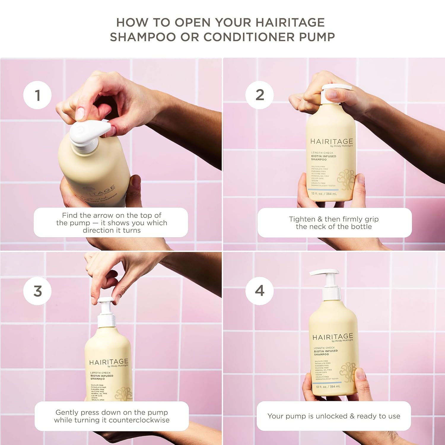 Juego de champú y acondicionador Hairitage Biotin + aceite de ricin...