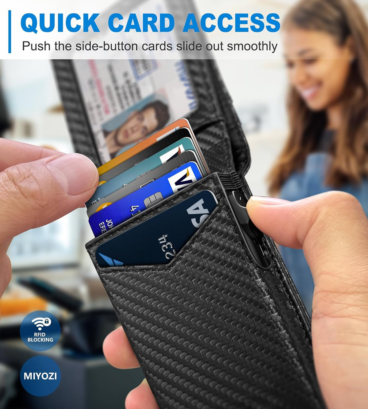 miyozi Cartera para hombre, funda delgada y desmontable para tarjet...