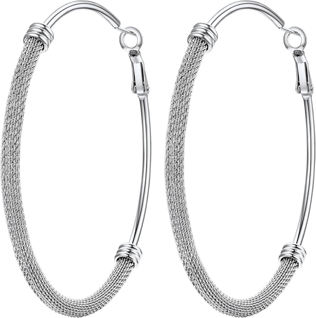 PROSTEEL 12\/16\/24\/32\/40 Pulgadas Aretes de Aro Gruesos para Muj...