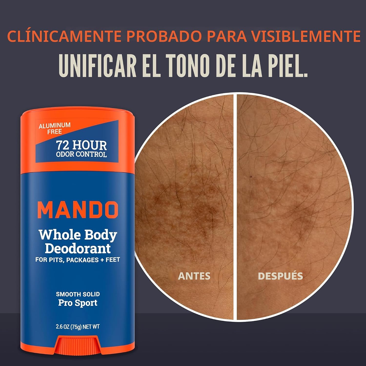Mando Desodorante de cuerpo entero para hombres, barra lisa y sólid...