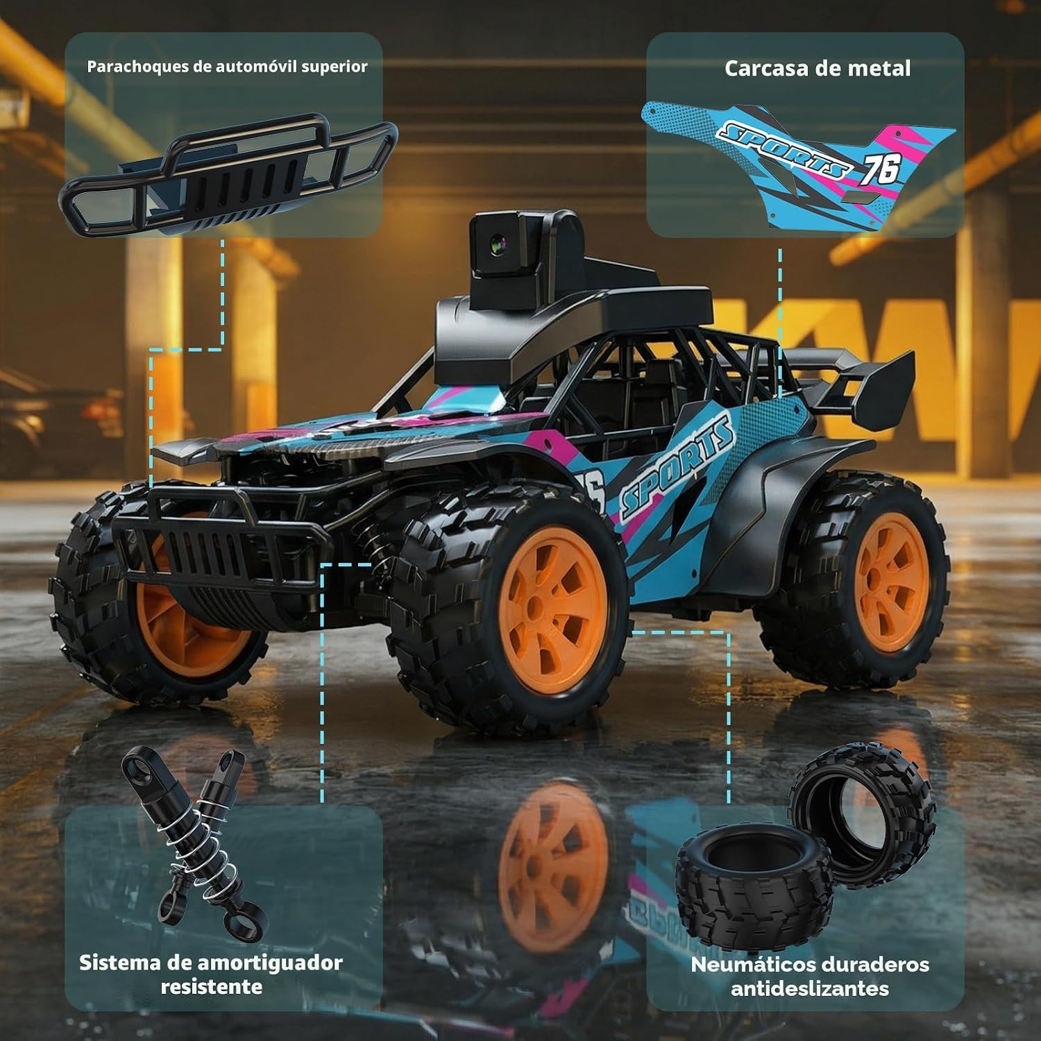 Auto RC con cámara, camión de control remoto de 2.4 GHz con pantall...