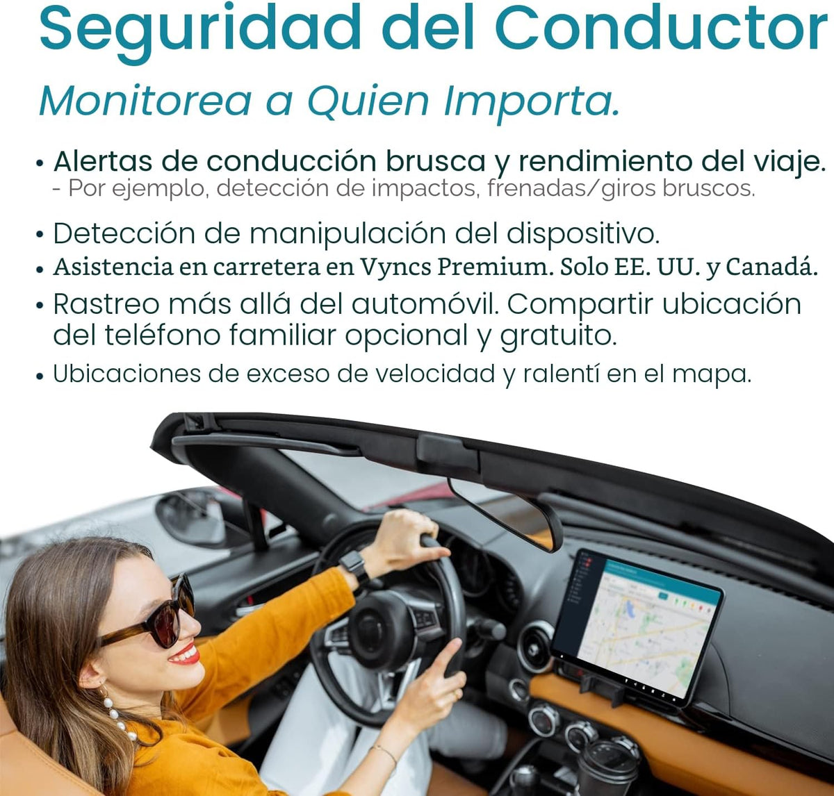 Vyncs enlace OBD conectado para auto sin pago mensual, GPS de auto...