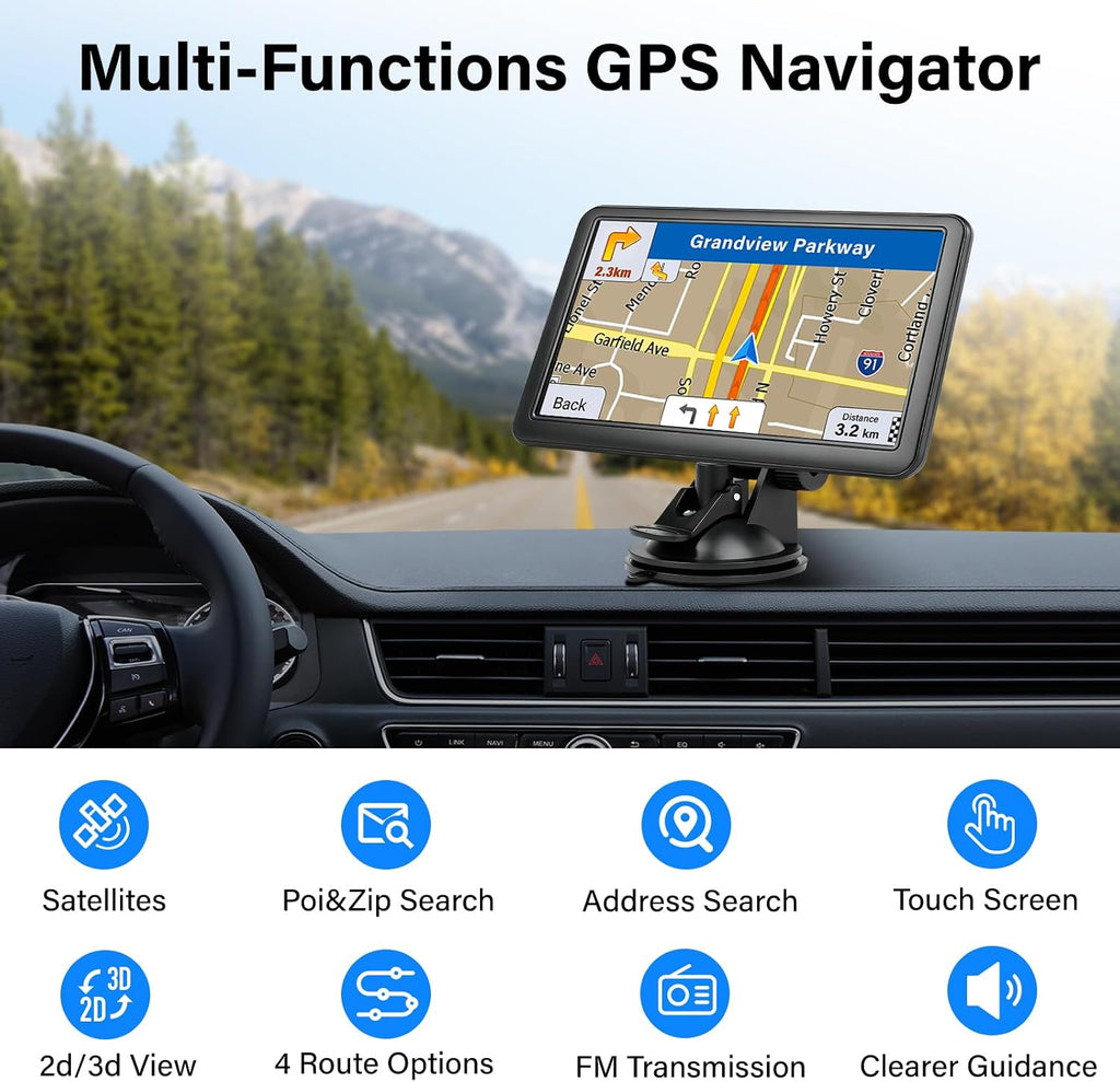 Navegador GPS para coche, camión, RV, pantalla táctil de 7", ma...