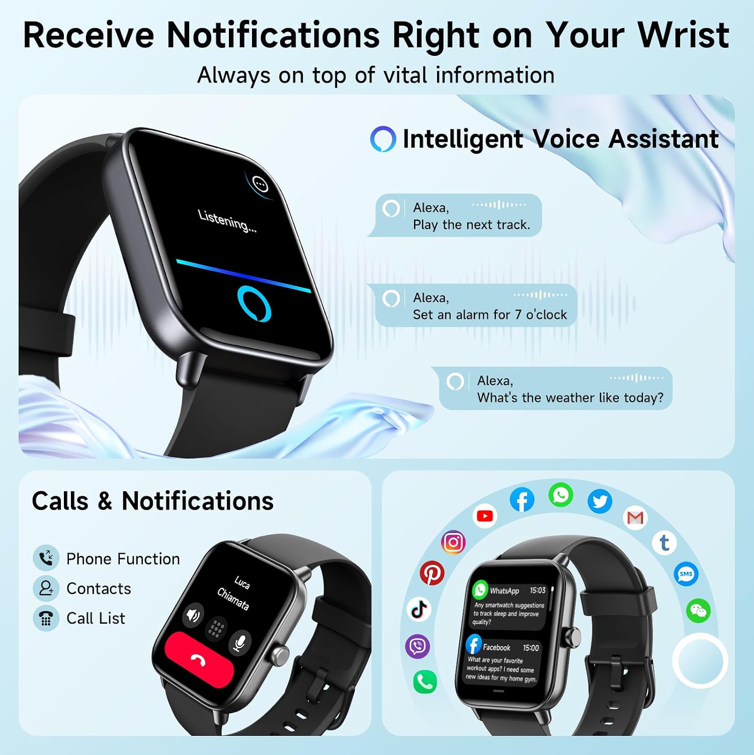 Relojes inteligentes para hombres y mujeres, Alexa integrado, reloj...