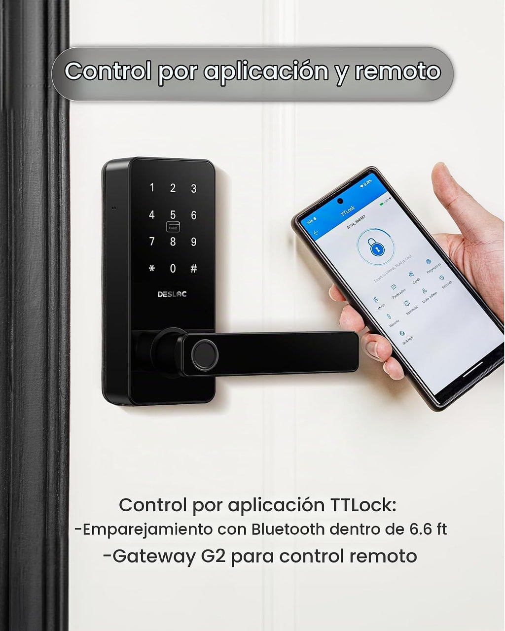 DESLOC Cerradura inteligente de huellas dactilares B200L con manija...