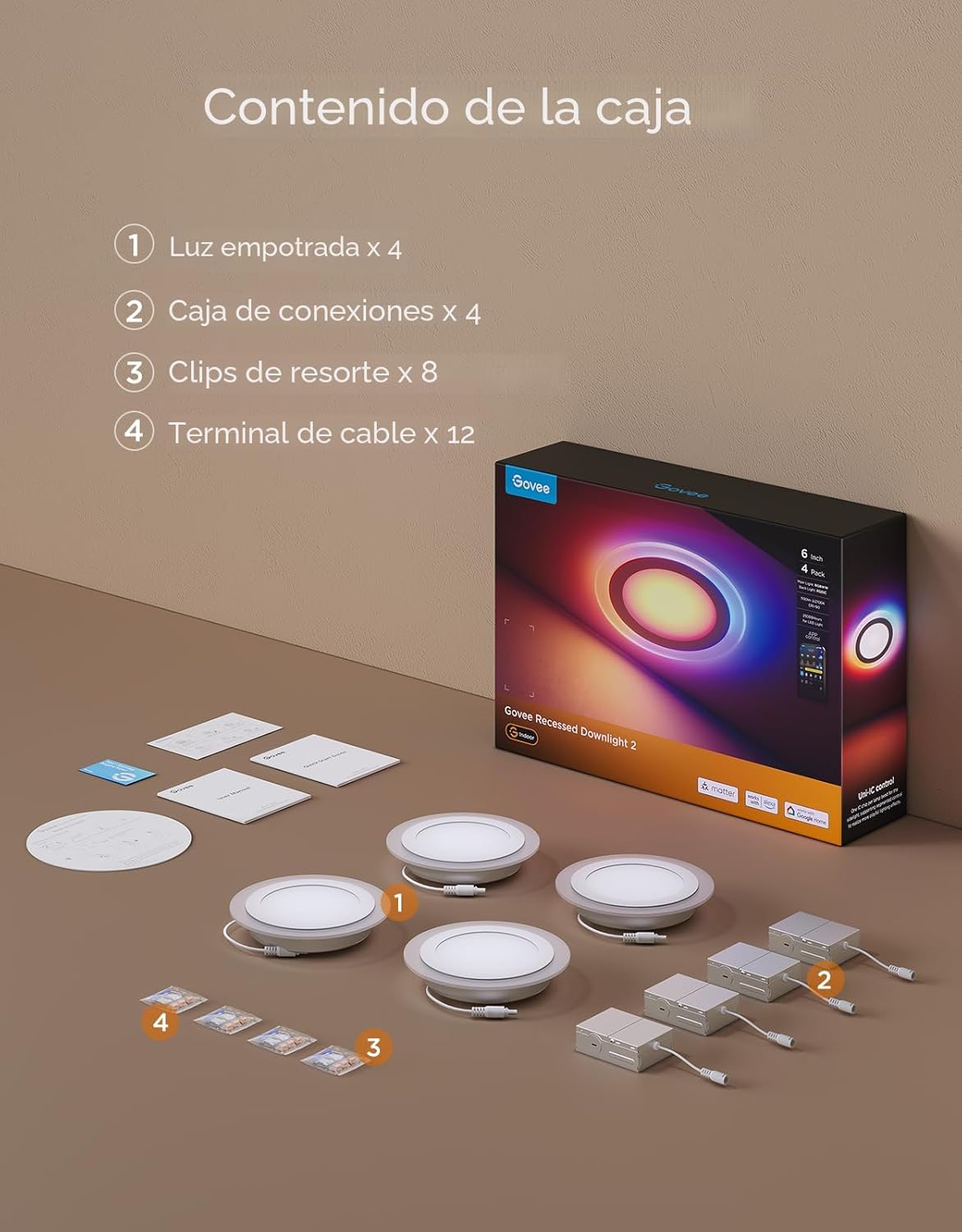 Govee Matter RGBIC - Iluminación empotrable inteligente de 6 pulgad...