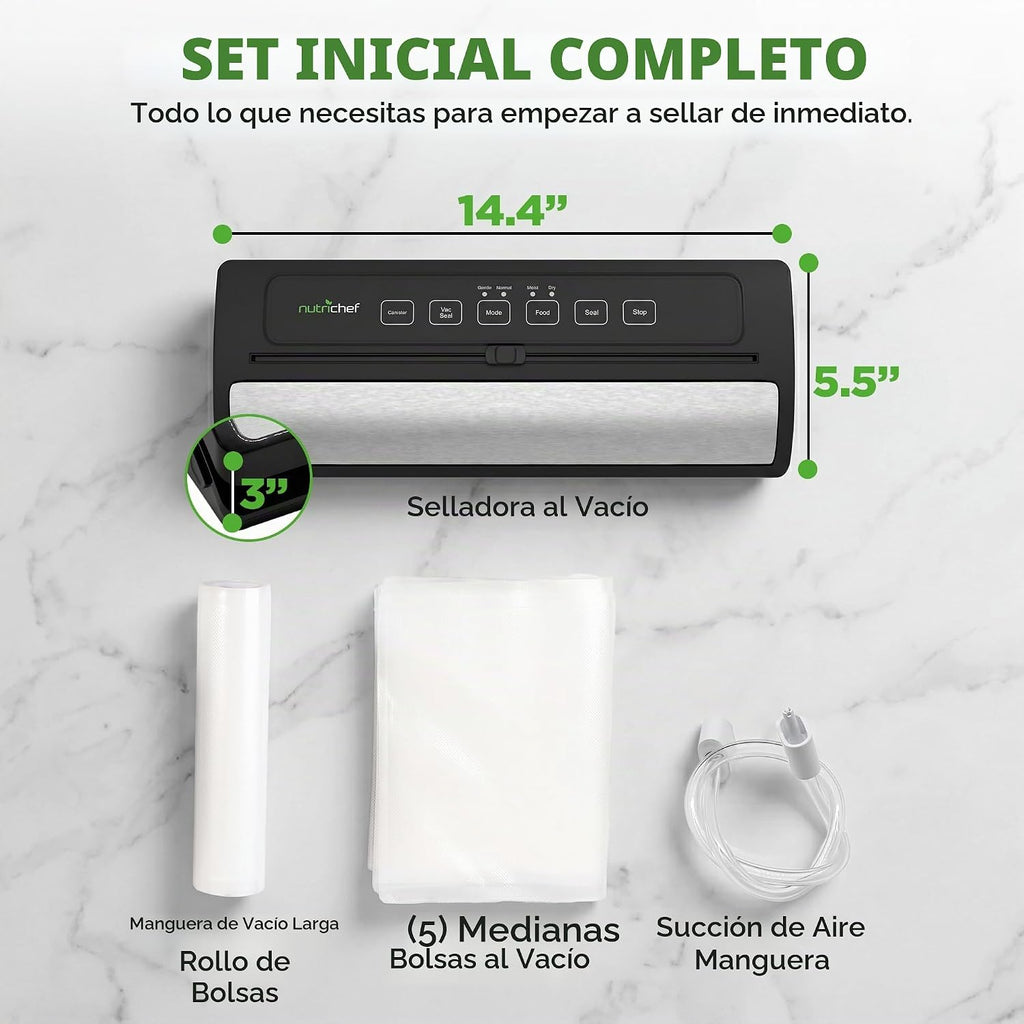 NutriChef Sellador al Vacío para Alimentos - Sistema Automático de...
