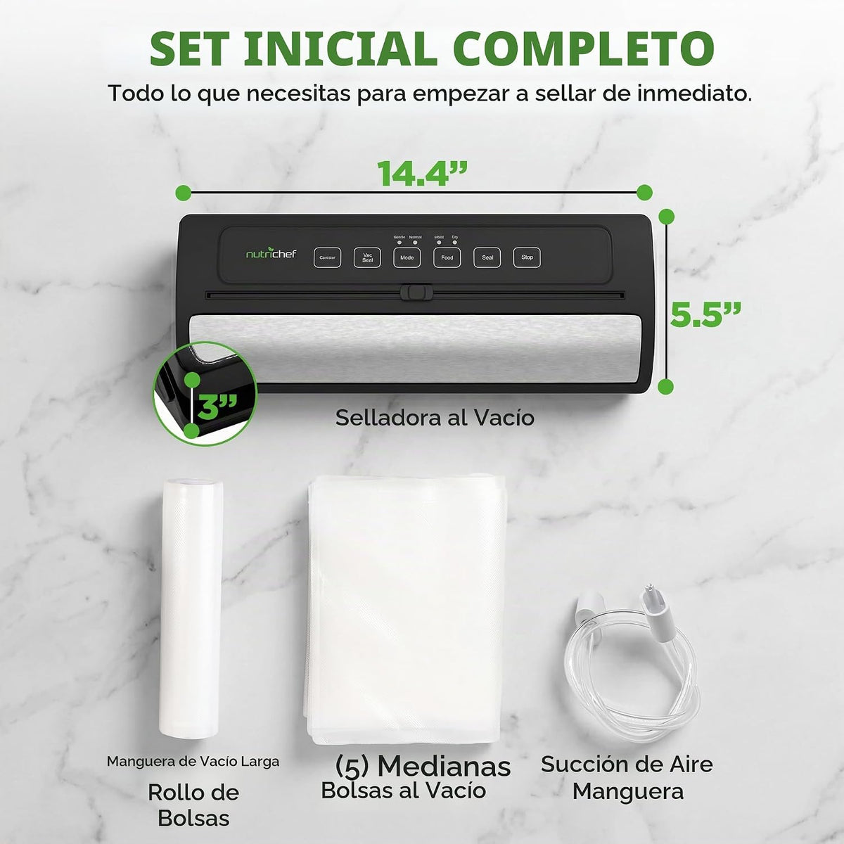 NutriChef Sellador al Vacío para Alimentos - Sistema Automático de...