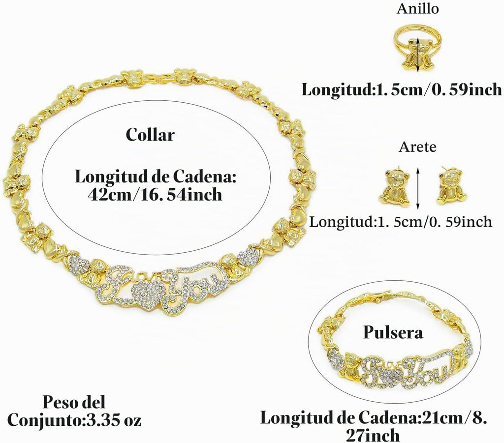 Conjuntos de joyas de oro para mujer, conjuntos de joyas de oro XOX...