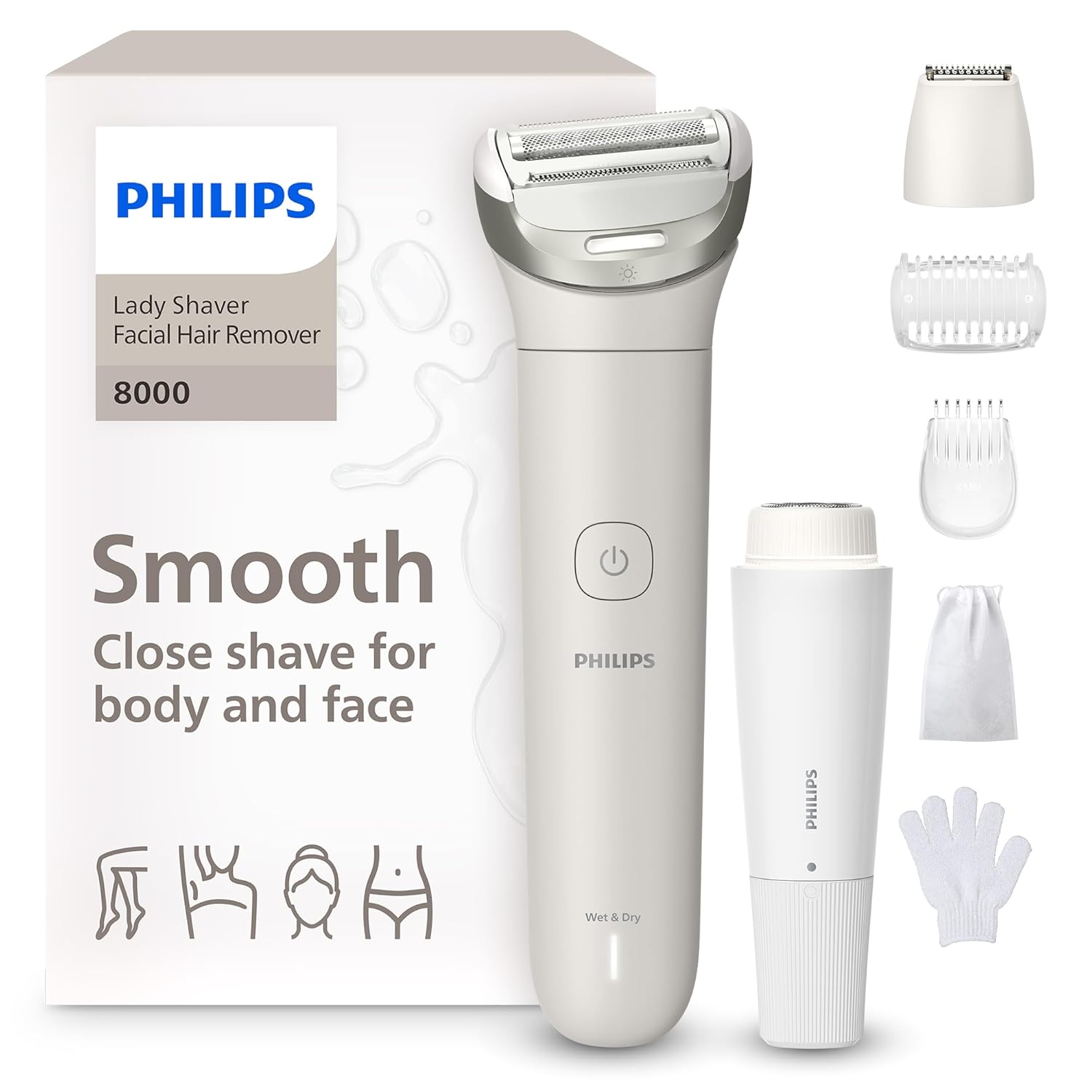 Philips Lady Shaver Series 8000 - Afeitadora eléctrica inalámbrica,...