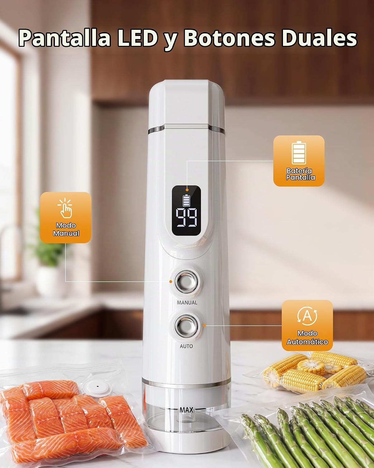 Synvox Sellador al vacío para alimentos: 30 bolsas reutilizables y...