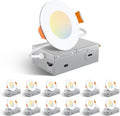 Amico Paquete de 12 luces LED empotrables ultrafinas de 3 pulgadas...